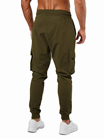 Image of JUGULAR Men's Slim Fit Trackpant (Cargo track pant_Olive_X-Large)