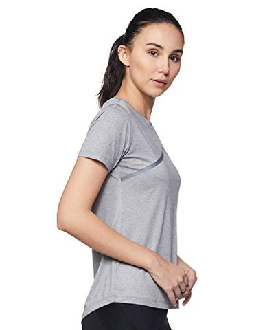 Image of Amazon Brand - Symactive Women's Solid Regular Fit T-Shirt (SYMACT-TS02_Grey Melange Small)