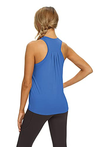 Image of Mippo Womens Workout Tank Tops Loose Fit Cute Muscle Tanks Athletic Yoga Shirts Racerback Sports Running Activewear Tops Gym Clothes for Women Blue S