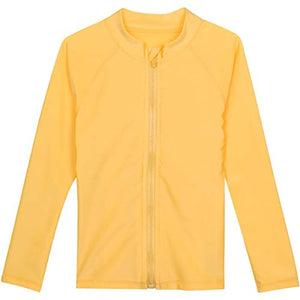 SwimZip Little Kids' Long Sleeve Zipper Rash Guard UPF 50+ Yellow