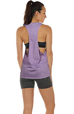 Image of icyzone Yoga Tops Activewear Workout Clothes Sports Racerback Tank Tops For Women (M, Lavender)