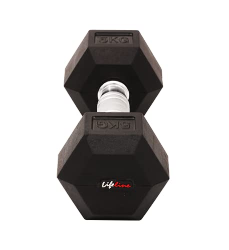 Lifeline 7.5 Kg Hexa Dumbbell Set Ideal for Home Gym Exercise Workout for Men & Women, Cast Iron Rubber Coated Encased, Perfect for Home Fitness- Pack of 2