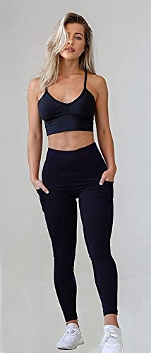 MONKDEER Side Pocket Gym wear Leggings Ankle Length Workout Pants with Phone Pockets | Stretchable Tights | Mid Waist Sports Fitness Yoga Track Pants for Girls & Women(WT-08BLUE34)