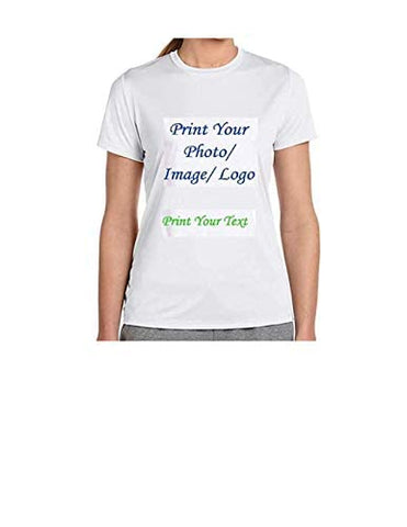Image of Printpics Printed Personalized Tshirts Customized Printed Photo Text (S-Size) T-Shirts for Girls,Women White
