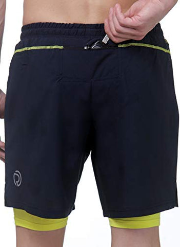 Image of TRUEREVO 7 Inch Men's 2-in-1 Sports Shorts with Phone Pocket (Dark Navy, Medum)