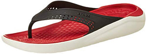 Crocs Unisex Adult LiteRide Black/White Flip Flops Thong Sandals-M12 (205182-066)