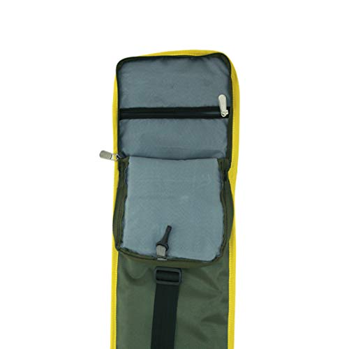 One O One - Lines Collection Single Compartment Military Green + Yellow Print Padded Full Cricket Bat Cover/Cricket Kitbag