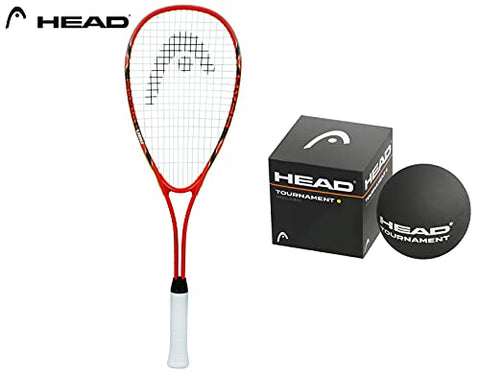 Image of HEAD Tournament Single Dot Squash Ball+HEAD Nano Ti Tornado Squash Racquet