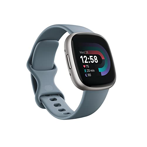 Fitbit Versa 4 Fitness Watch (Waterfall Blue / Platinum Aluminium) with 6-Month Premium Membership