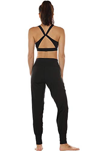 icyzone Workout Sports Bras for Women - Women's Running Yoga Bra, Activewear Top, Athletic Fitness Clothes, Black, X-Large