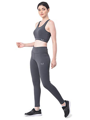 Wing Sports Active Wear Sports Wear Ankle Length Fourway Lycra Tights for Women (Large, Grey)