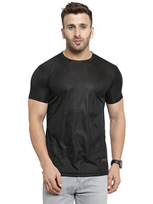 Scott International AWG All Weather Gear Men's Polyester Round Neck T-Shirt (AWGDFT-BL-S, Black)