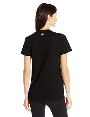 adidas Womens Athletics Graphic Fitted Tee, Medium Grey Heather/Bright Cyan, Small