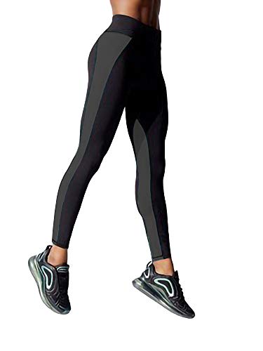 Neu Look Gym wear Leggings Workout Tights Ankle Length Stretchable Sports Leggings | Sports Fitness Yoga Track Pants for Girls & Women (Grey, Size - M)