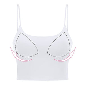 Sports Bras for Women Workout Tank Tops Padded Camisole Bra Seamless Activewear Crop Top for Yoga Gym Workout Fitness White M