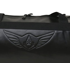 AUXTER Blacky Leatherette Gym Bag Duffel Bag Shoulder Bag for Men and Women Emboss Logo (Black)