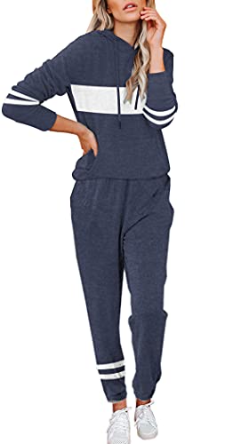 ETCYY NEW Lounge Sets for Women Two Piece Outfits Sweatsuits Sets Long Pant Loungewear Workout Athletic Tracksuits, B-91#blue, Large