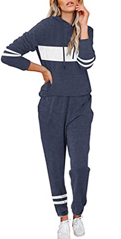 Image of ETCYY NEW Lounge Sets for Women Two Piece Outfits Sweatsuits Sets Long Pant Loungewear Workout Athletic Tracksuits, B-91#blue, Large