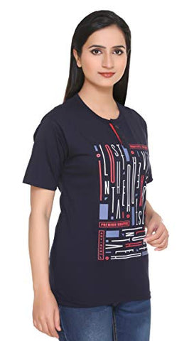 Image of SHAUN Women's Printed Cotton T-Shirt (Multicolour 2, 3XL)