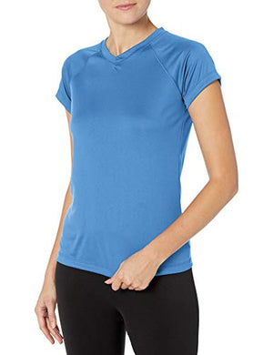 Champion Women's Short Sleeve Double Dry Performance T-Shirt, Light Blue, Large