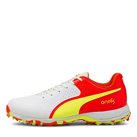 Image of Puma Men's Red, Yellow & White Cricket Shoe- 10 UK