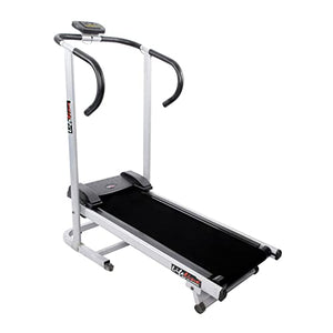 Life Line Fitness LT-201 Foldable Manual Treadmill for Home Gym Exercise with Cardio Weight Loss Gym Workout at Home, 2 Level Inclination (LT-201, Silver, Black)