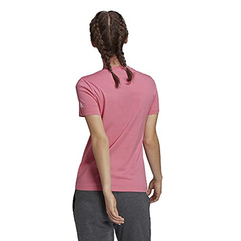 Image of adidas Women's Standard Loungewear Essentials Slim Logo Tee, Rose Tone/White, Small