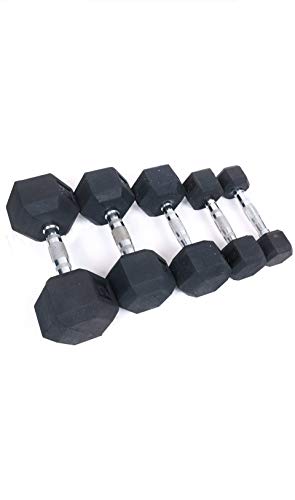 FITNACE Hex Dumbbells 7.5kg X 2 Rubber Coated Hexa Dumbbell 7.5kg Caste Iron, Anti Slip Grip, Hexagonal Dumbbells for Home Gym Professional Strength Training and Weight Lifting & Workout Set