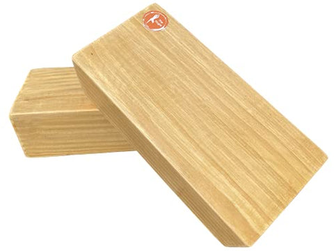 Image of The Yogis™ Wooden Yoga Blocks [[ Set of - 2 Piece ]] {{ Free - Yoga Belt }} Size - 9×5×3 Inch