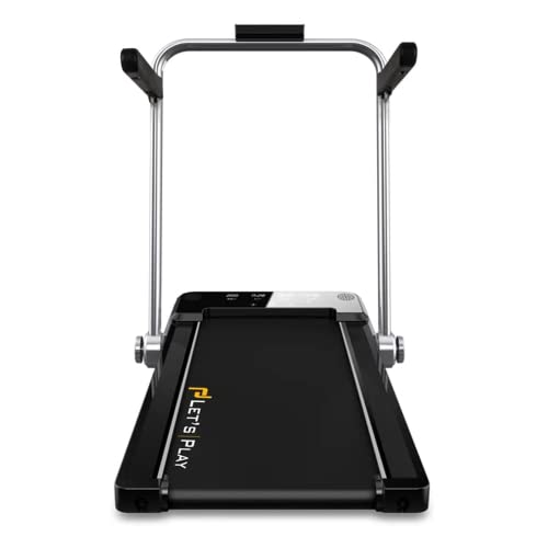 LET'S PLAY® LP-WPAD Smart Foldable Treadmill 2.5HP (4HP Peak) DC Motorized Treadmill Under Desk Walking Pad Treadmill for Home Use Pre-Installed with Interactive LED Display, Foot Sensing Speed Control, Remote and App Control (Black) For Further Query cal