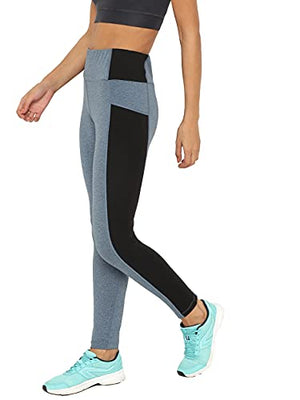 CHKOKKO Women Yoga Track Pants Stretchable Sports Gym Tights BlueMelange 4XL