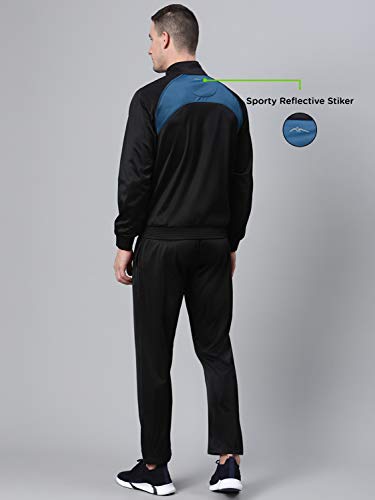 DIDA Black Polyester Athletic Gym Running Sports Tracksuit for Men