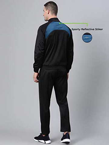 Image of DIDA Black Polyester Athletic Gym Running Sports Tracksuit for Men
