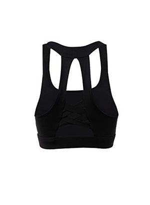 Women's Racerback High Impact Gym Fitness Excercise Sports Bras Workout Activewear Bra Black