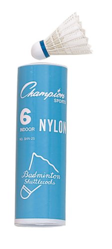 Champion Sports Nylon Indoor Shuttlecock, 6 PACK/white/blue band