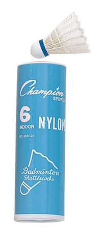 Image of Champion Sports Nylon Indoor Shuttlecock, 6 PACK/white/blue band