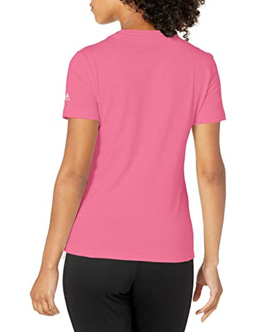 Image of adidas Women's Standard Loungewear Essentials Slim Logo Tee, Rose Tone/White, Small