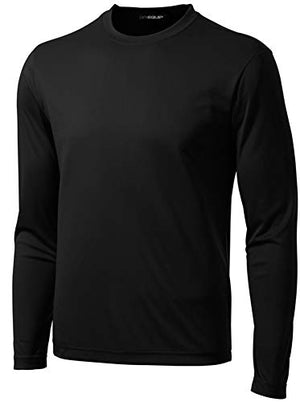 Joe's USA DRI-Equip Long Sleeve Moisture Wicking Athletic Shirt-Large-Black