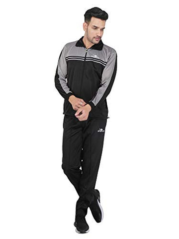 Image of HPS Sports Tracksuit for men, track suits for mens, Regular Super Grey poly cotton polyester slim fit summer stylish trending casual and gym wear specially designed for athletic body Silver Grey,Small