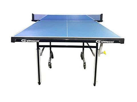 Image of Gymnco Regular Table Tennis Table with Wheel (Laminated Top 25 mm) (Free TT Table Cover + 2 TT Racket & 1 Balls)