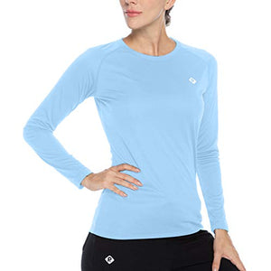 Women's UPF 50+ Sun Protection Cool Fast Dry Rashguard Long Sleeve Athletic Tops T -Shirt (Blue, XL)