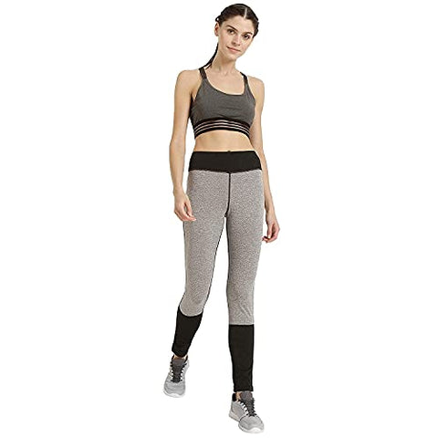Image of CHKOKKO Women Yoga Track Pants Stretchable Sports Tights Grey Blackk Medium