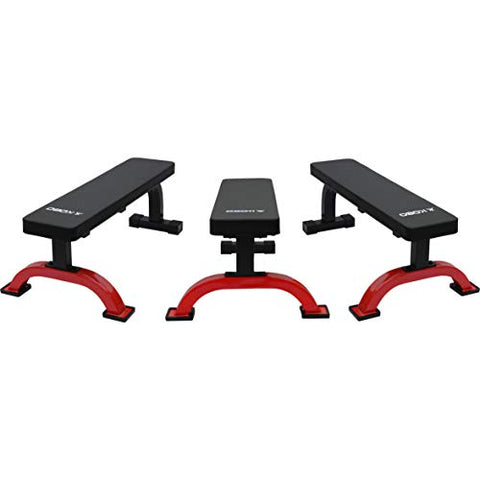 Image of Kobo EB-1011 Imported Steel Heavy Duty Exercise Flat Bench for Home Gym (Black, Red)