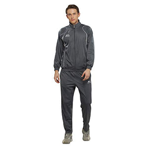 SHIV NARESH Polyester Tracksuit (X-Large, Dark Grey/Light Grey/White)