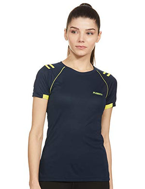 Fusefit Women's Slim fit T-Shirt (FF WMN CNS TEE_Navy / Yellow S)