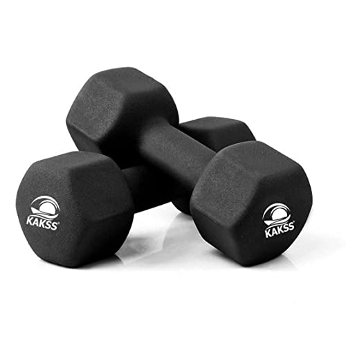 Kakss Neoprene Dumbbells sets for Gym Exercise (Proudly Made in India) (Black 1kg Pair, Black)