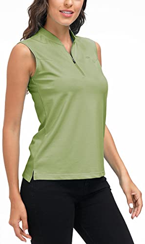 MoFiz Women's Tennis Shirt Sleeveless Golf Polo Shirt Sport Active T-Shirt Athletic Tee, Avocado Green, X-Large