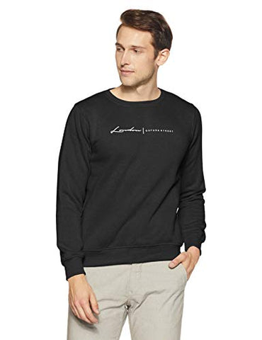 Image of Qube By Fort Collins Men's Cotton Round Neck Sweat Shirt (929241 SMU_Anthra_M_Black, Anthra_M)