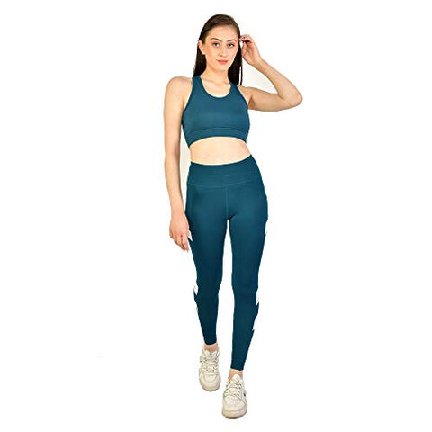 Image of Kopykat Fourway Lycra Spandex Highwaist Sports Gym Yoga Tights for Women (kop-51) (Teal Blue - 3XL)