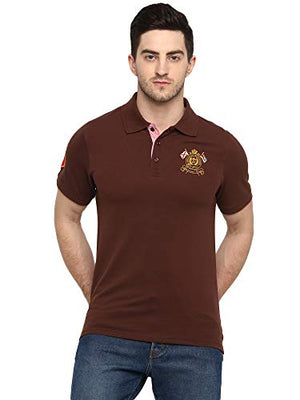 AMERICAN CREW Men's Polo T-Shirt (Dark Brown-AC385-M)